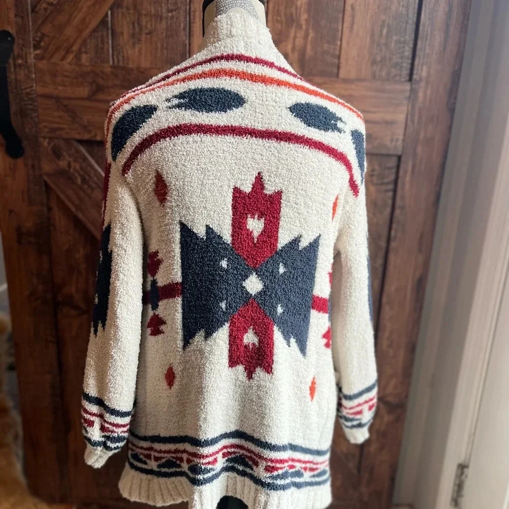 Audrey Parks by Francesca tribal boho western print oversized‎ knit cardigan sm